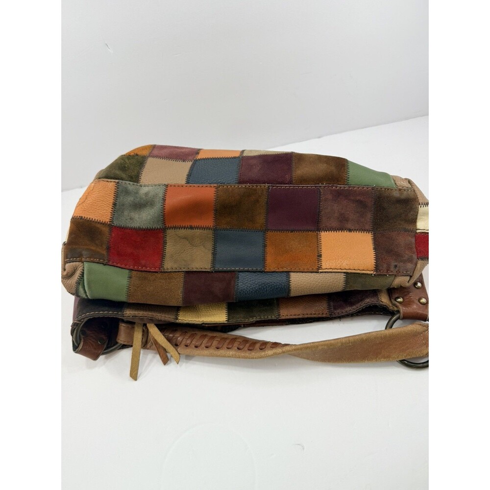 *Rare* Lucky Brand Vintage Patchwork Leather Suede Hobo Bag Multicolor Boho Y2K - Picture 6 of 15